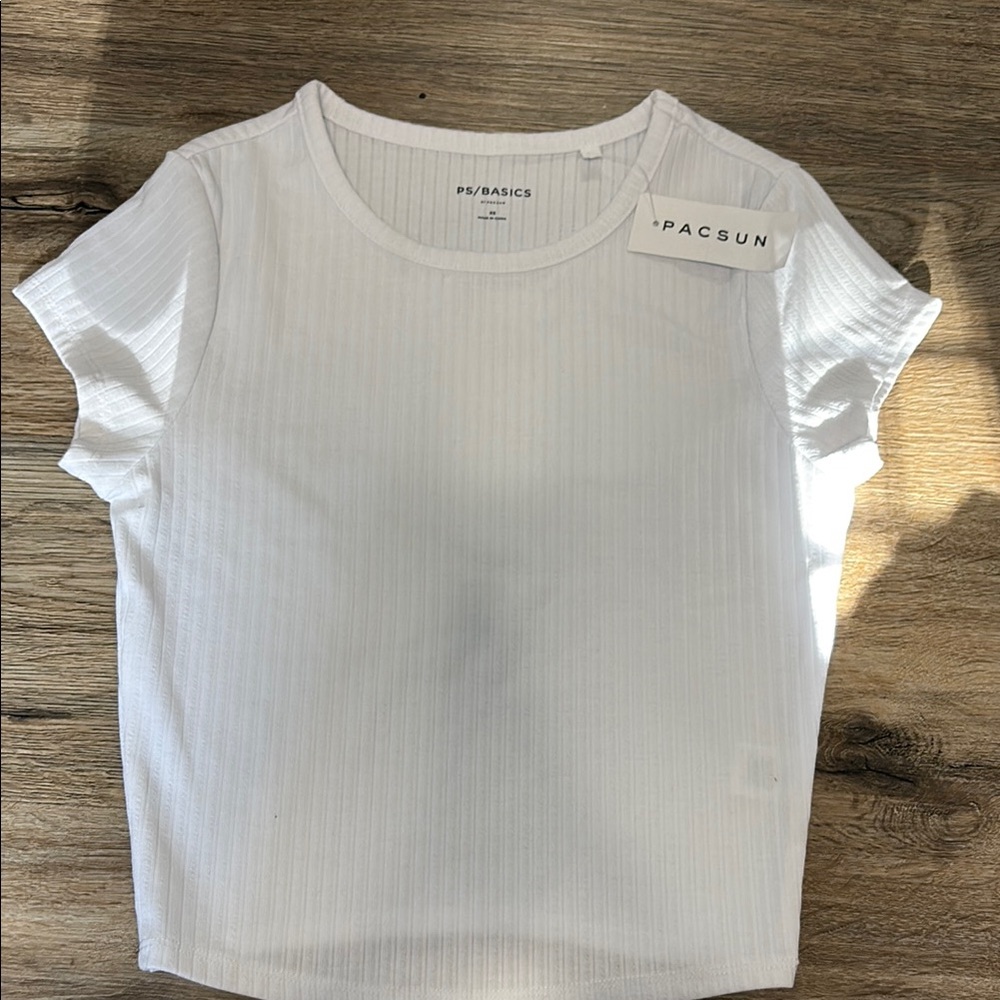 PacSun White Ribbed Crop Short Sleeve Tee NWT